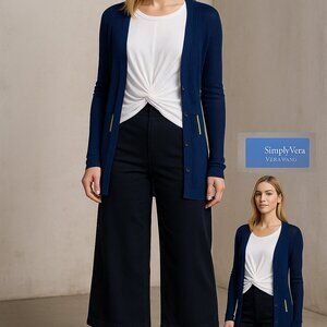 ✨ Simply Vera White Twist Front Tank Top & Navy Cardigan Sweater